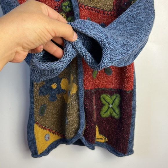 VTG Y2K Susan Bristol Colorful Size PS Patchwork Women's Cardigan Sweater Floral - Picture 9 of 14